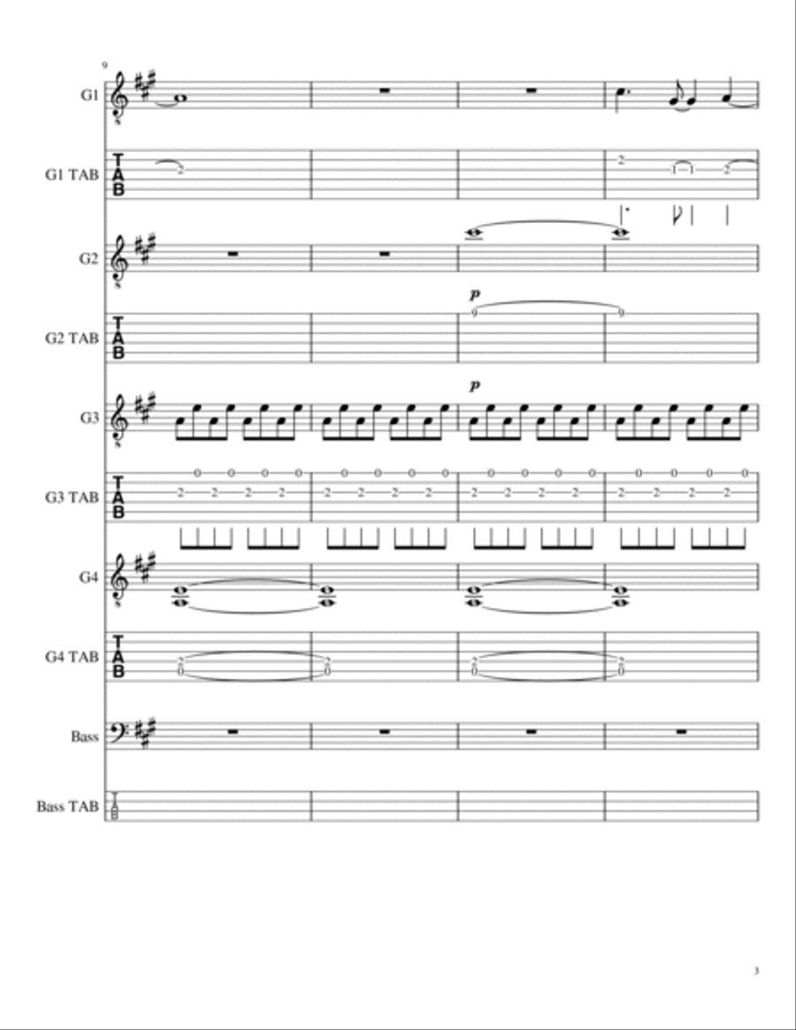 Chasing Cars Guitar Ensemble scores gallery preview page 4