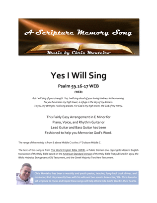 Yes I Will Sing (Psalm 59.16-17 WEB)