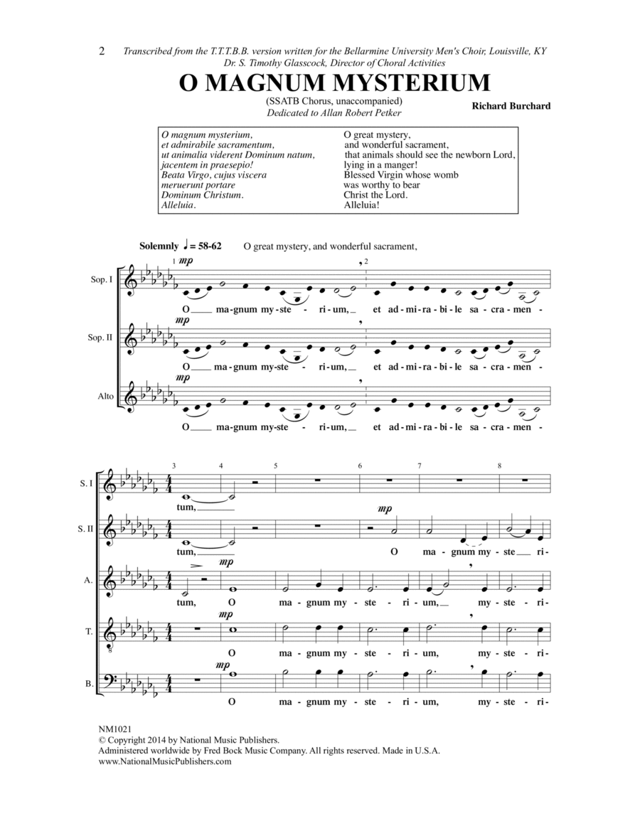 O Magnum Mysterium SSATB scores gallery preview page 1