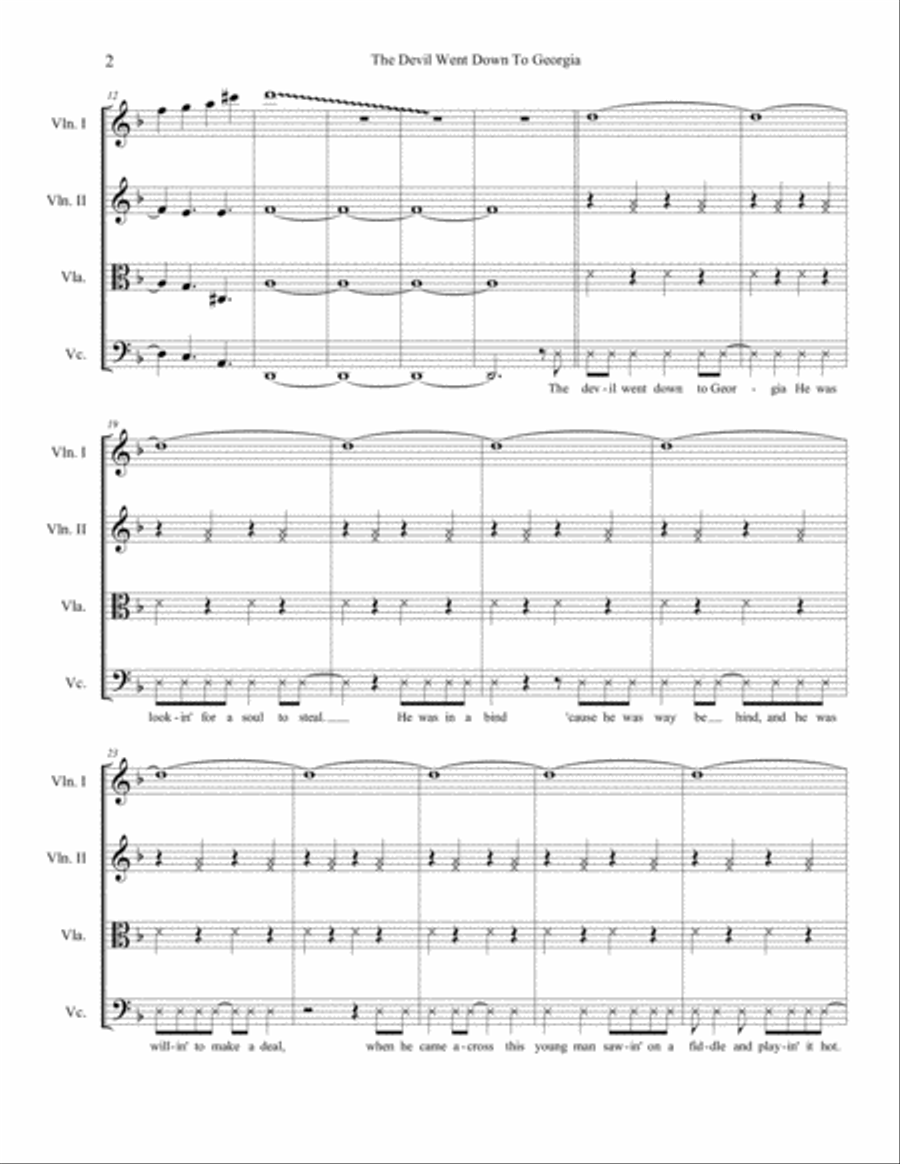 The Devil Went Down To Georgia String Quartet scores gallery preview page 3