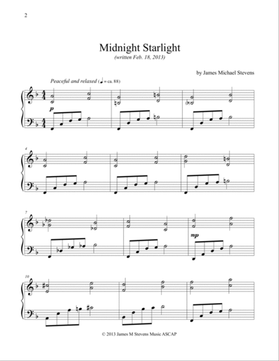 Midnight Starlight Piano Solo scores gallery preview page 2