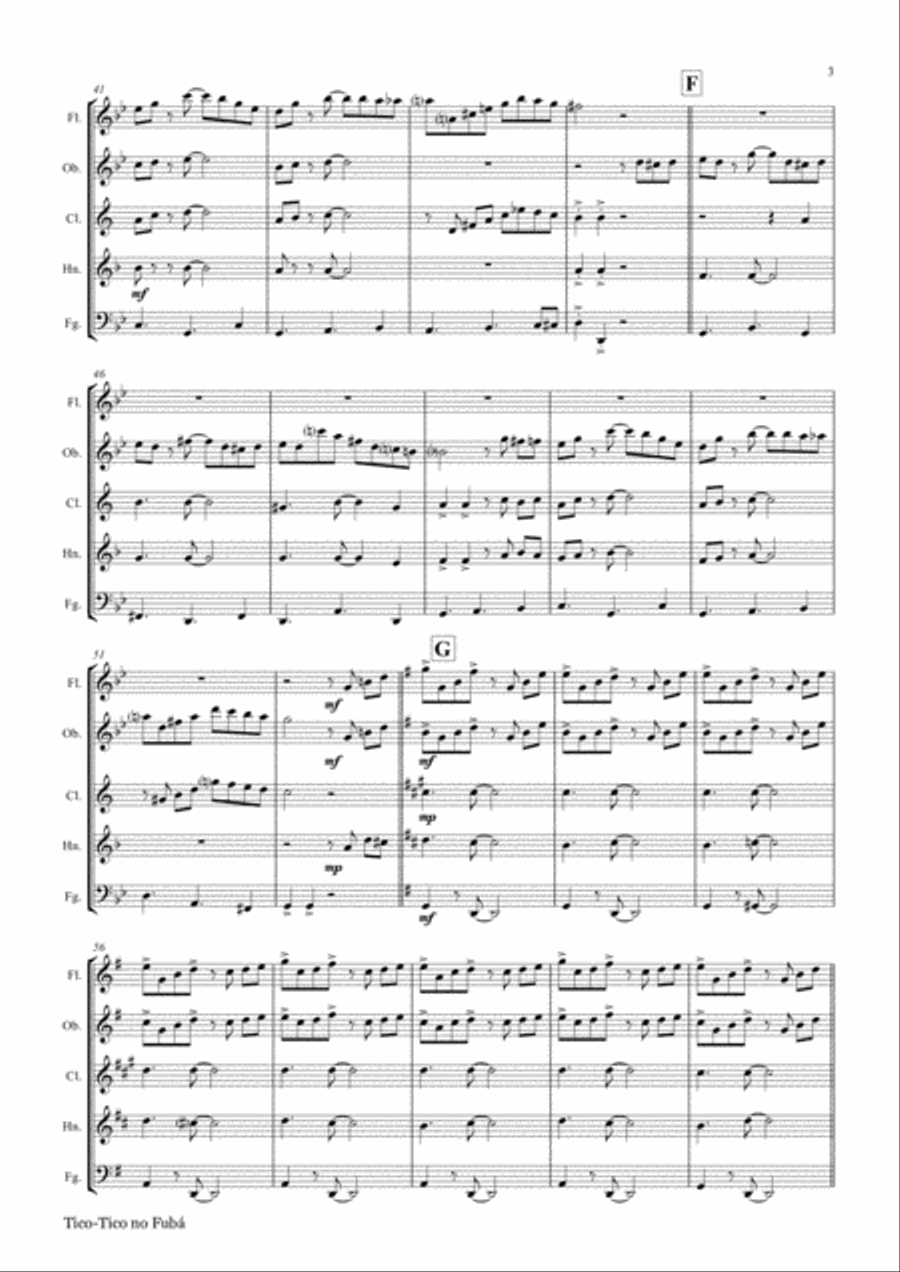 Tico-Tico no Fubá - Choro - Wind Quintet Woodwind Quintet scores gallery preview page 4