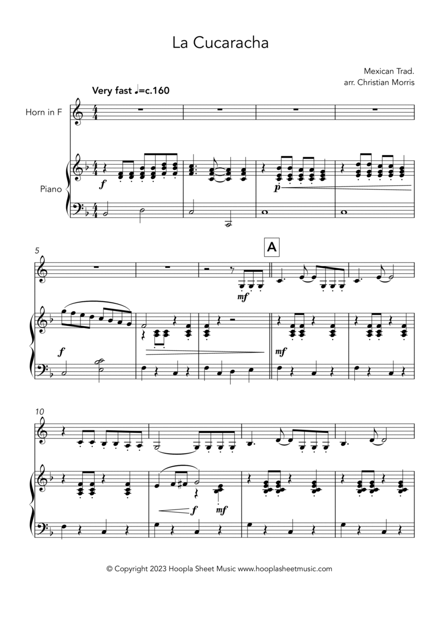 La Cucaracha Horn scores gallery preview page 1