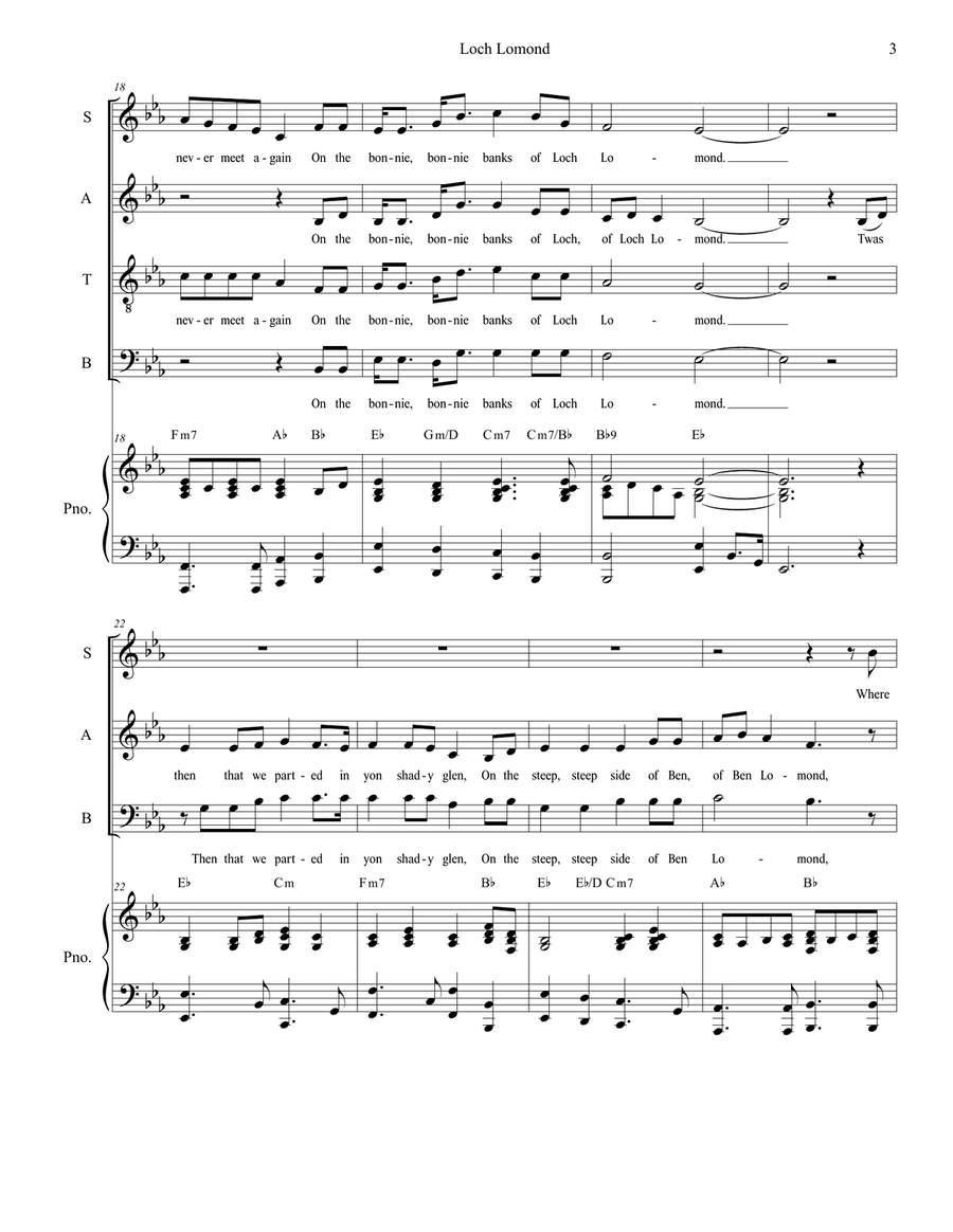 Loch Lomond (SATB) 4-Part scores gallery preview page 3