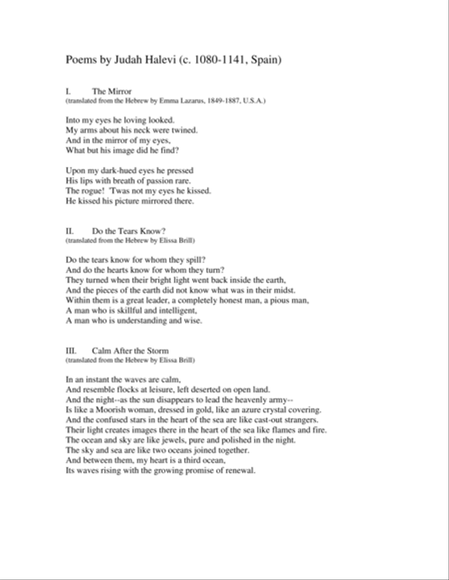Halevi Songs (piano/vocal score only) Soprano Voice scores gallery preview page 2