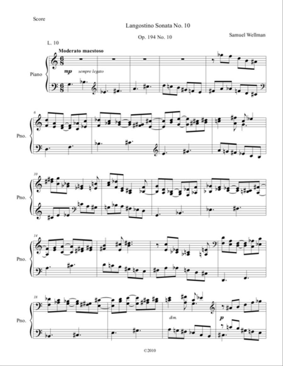 Langostino Sonata No. 10. Piano Solo scores gallery preview page 1
