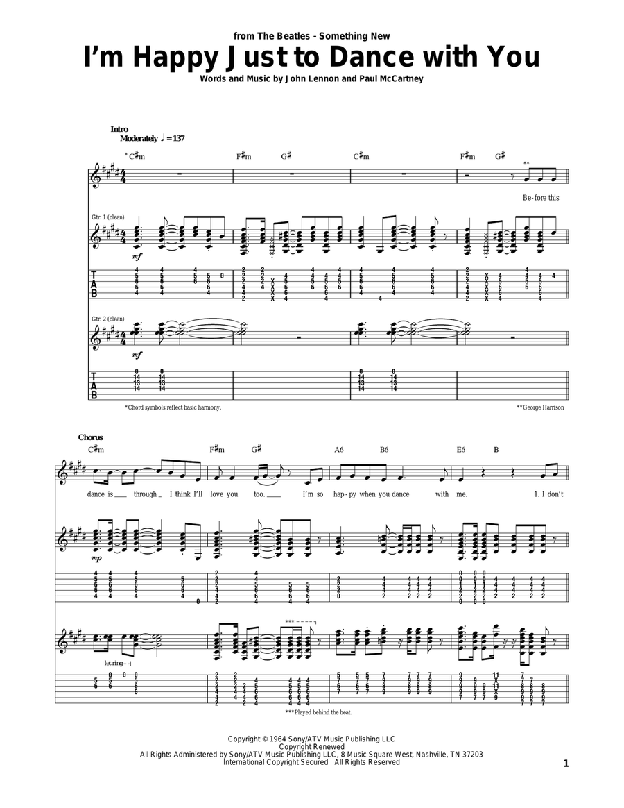 I'm Happy Just To Dance With You Acoustic Guitar scores gallery preview page 1