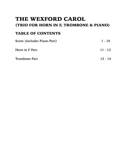 The Wexford Carol (Trio for Horn in F, Trombone and Piano) image number null