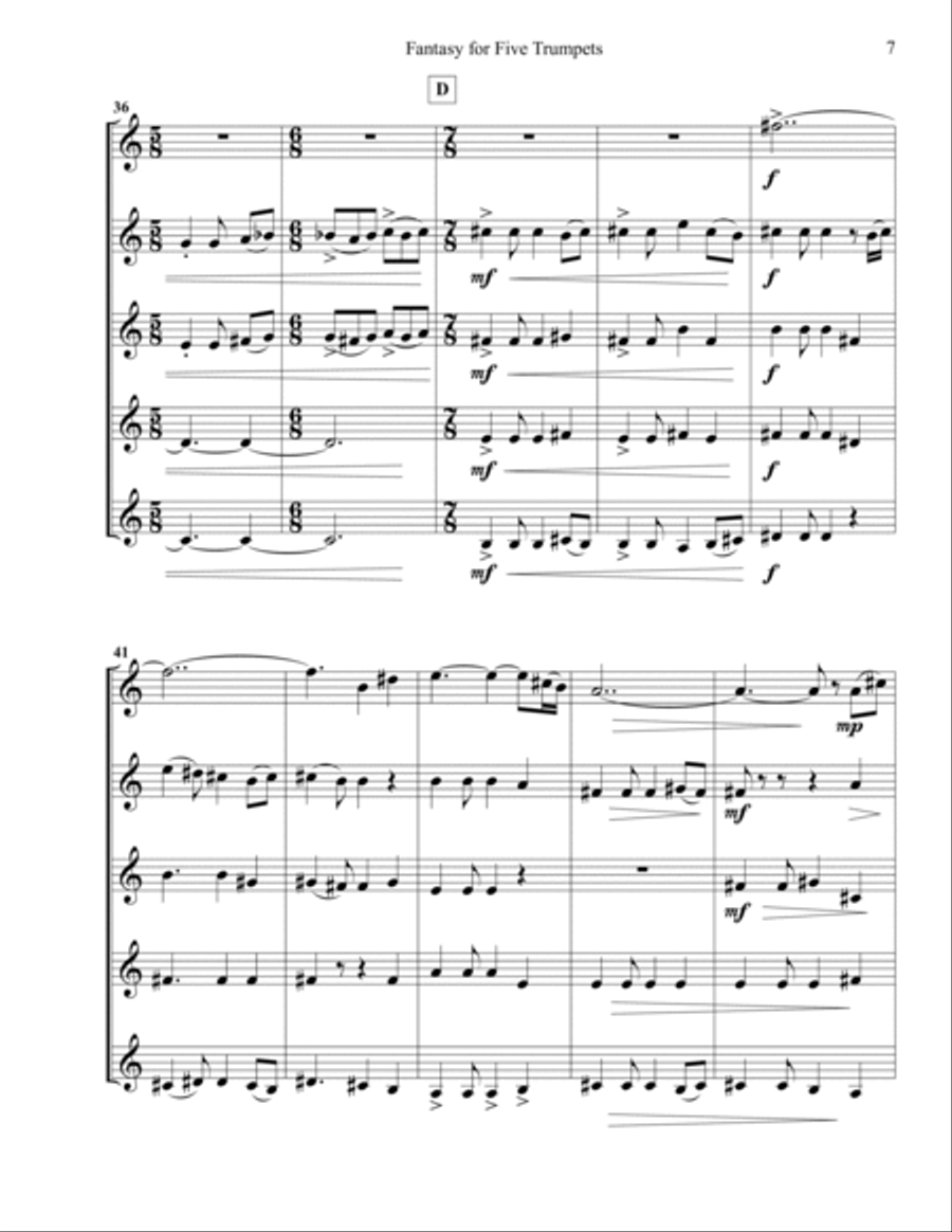 Fantasy for Five Trumpets Brass Ensemble scores gallery preview page 5