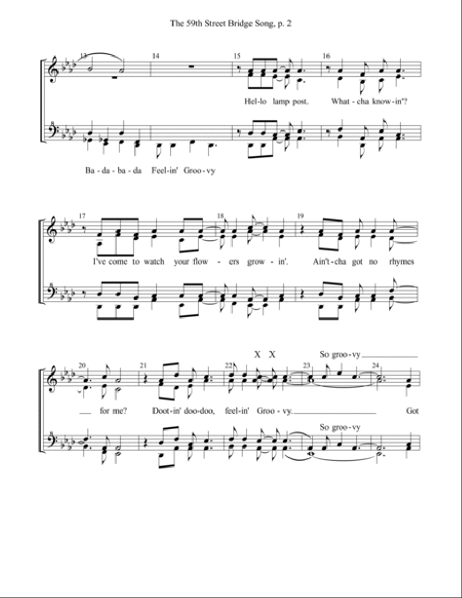 The 59th Street Bridge Song (Feelin' Groovy) 4-Part scores gallery preview page 2