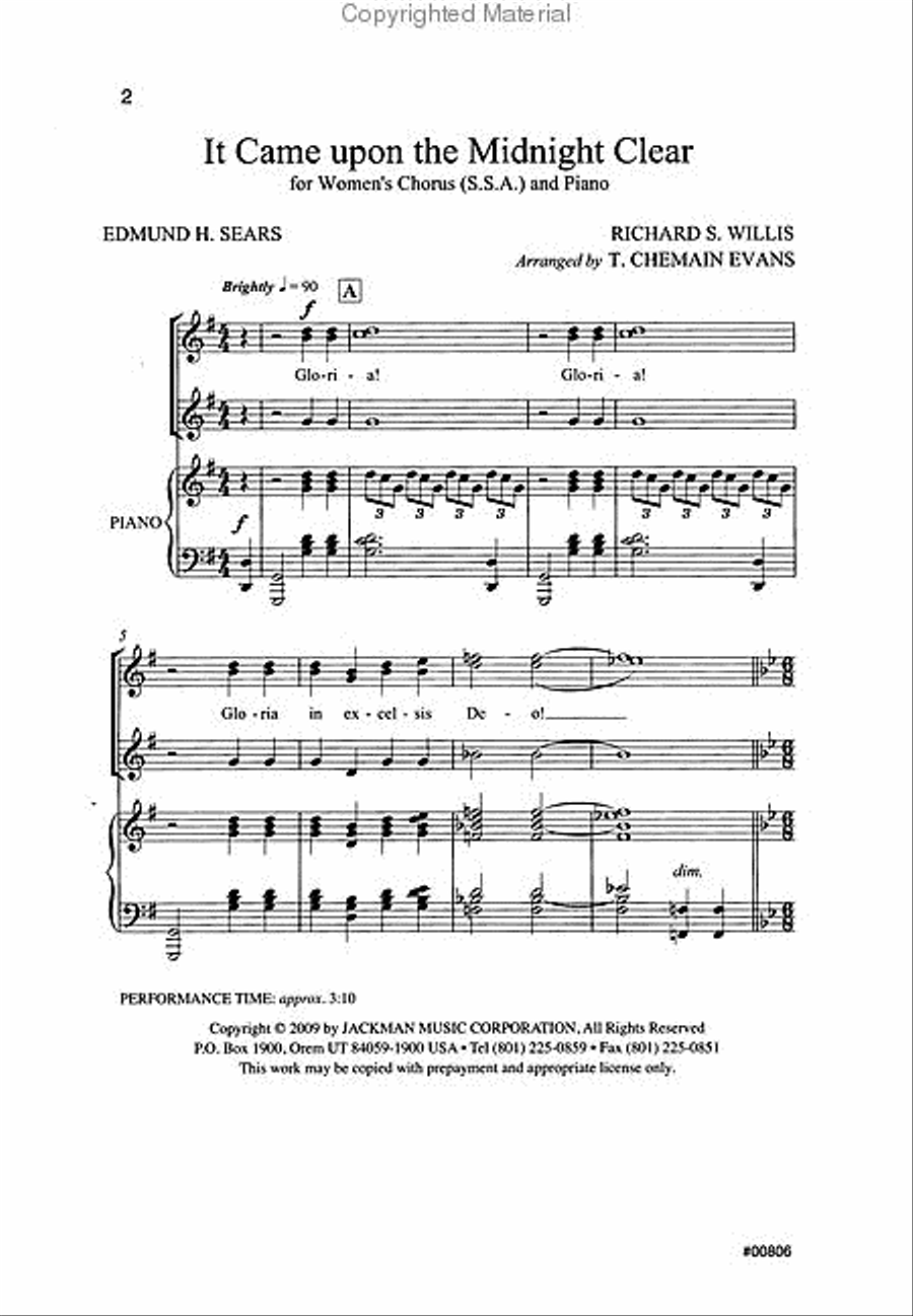 It Came upon the Midnight Clear - SSA SSA scores gallery preview page 2