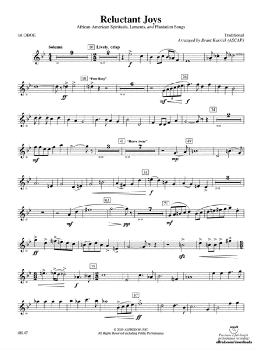 Reluctant Joys: Oboe Concert Band scores gallery preview page 1