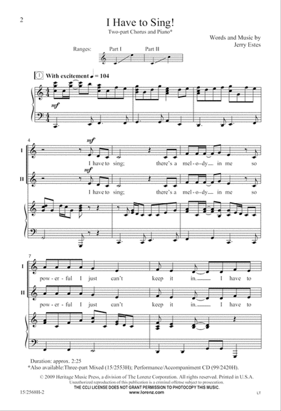 I Have to Sing! I Have to Sing! 2-Part scores gallery preview page 3