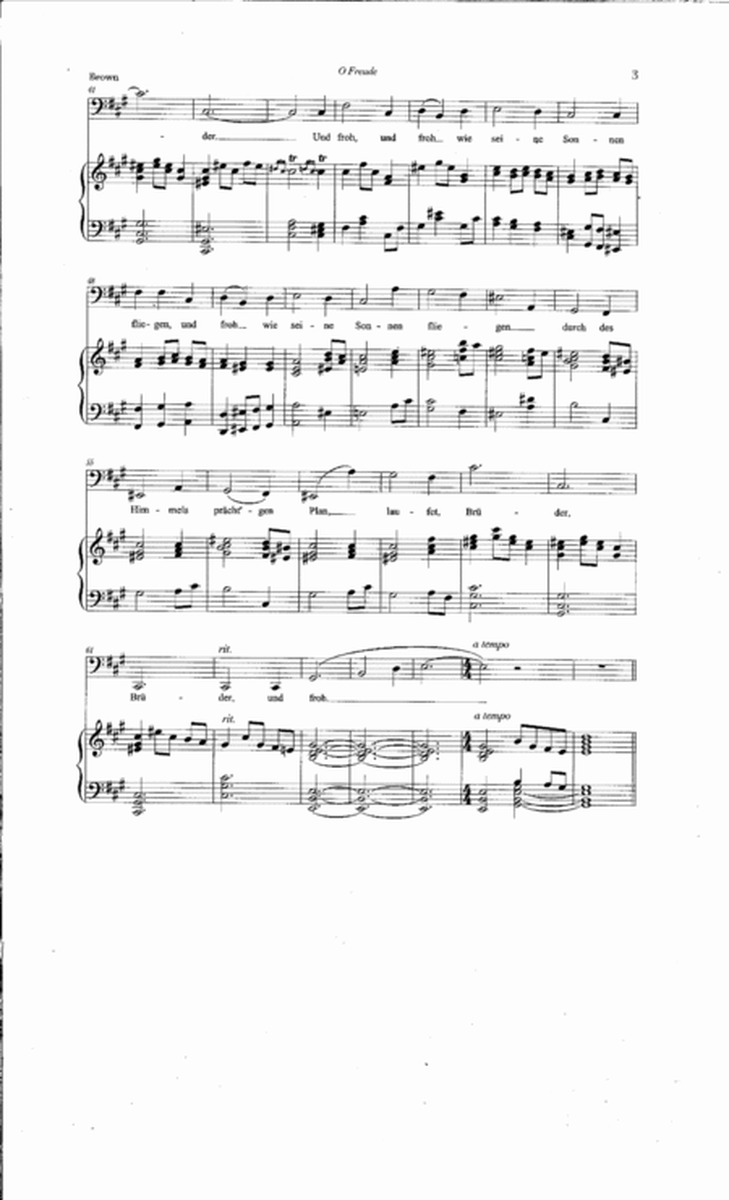 O Freude, Cantata for Bass Voice and Chorus