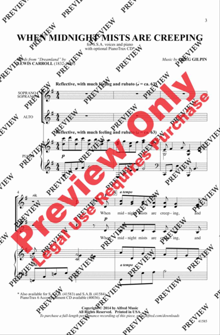When Midnight Mists Are Creeping Women's Choir scores gallery preview page 2