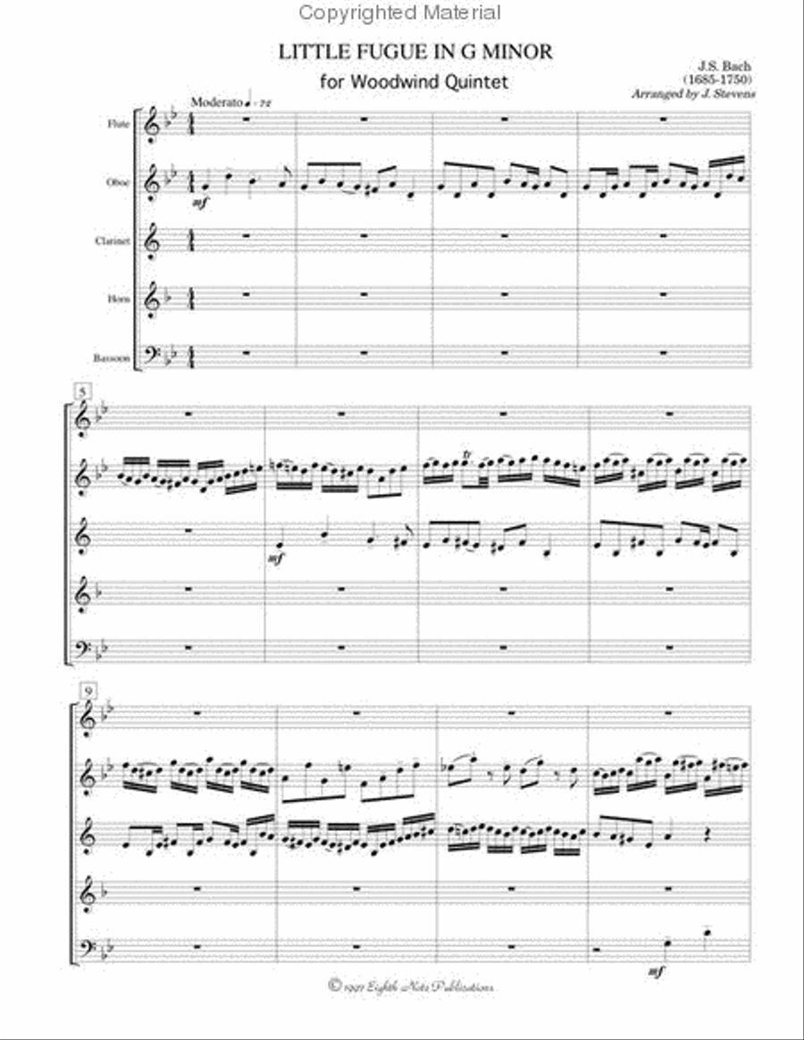 Little Fugue in G Minor Little Fugue in G Minor Woodwind Quintet scores gallery preview page 2
