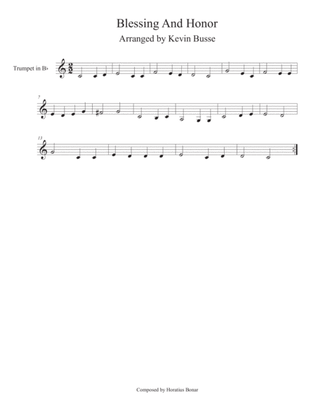 Book cover for Blessing and Honor (Easy key of C) - Trumpet