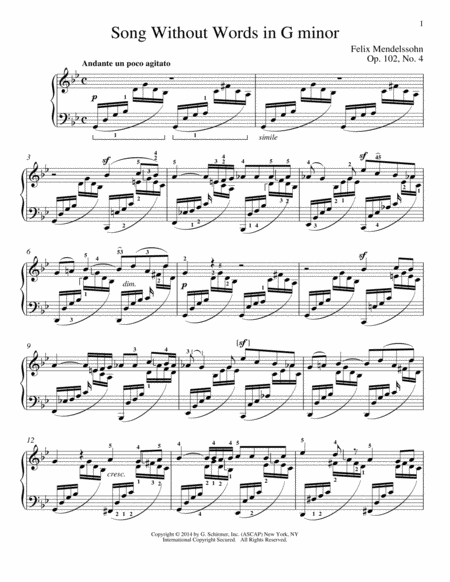 Song Without Words In G Minor, Op. 102, No. 4