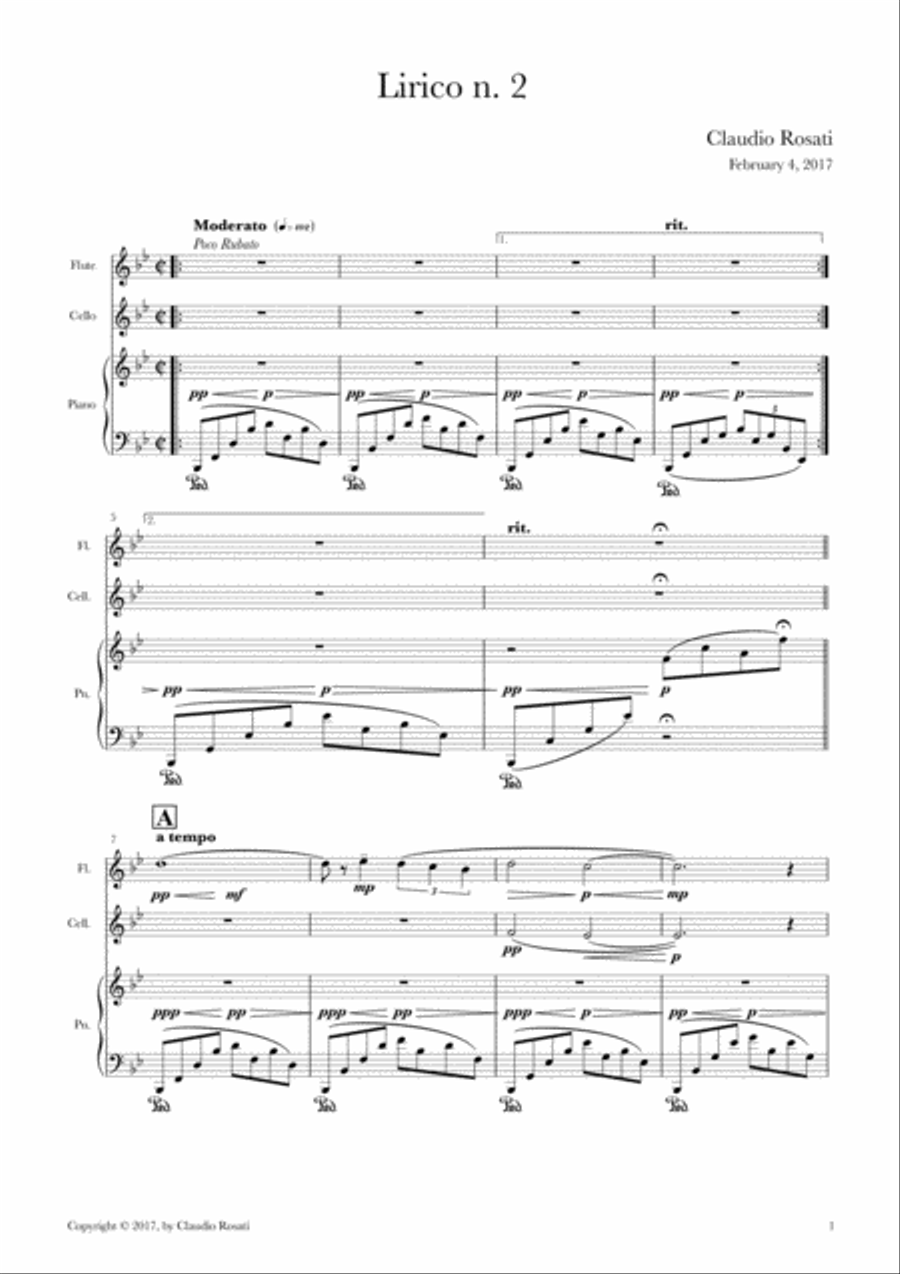 Lirico n. 2 (piano-cello-flute) Small Ensemble scores gallery preview page 3