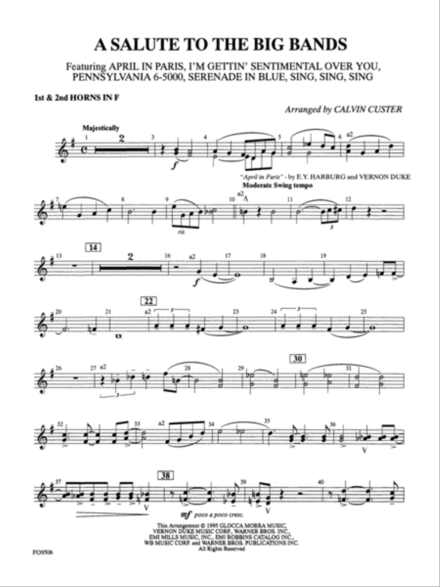 A Salute to the Big Bands: 1st & 2nd F Horns Full Orchestra scores gallery preview page 1