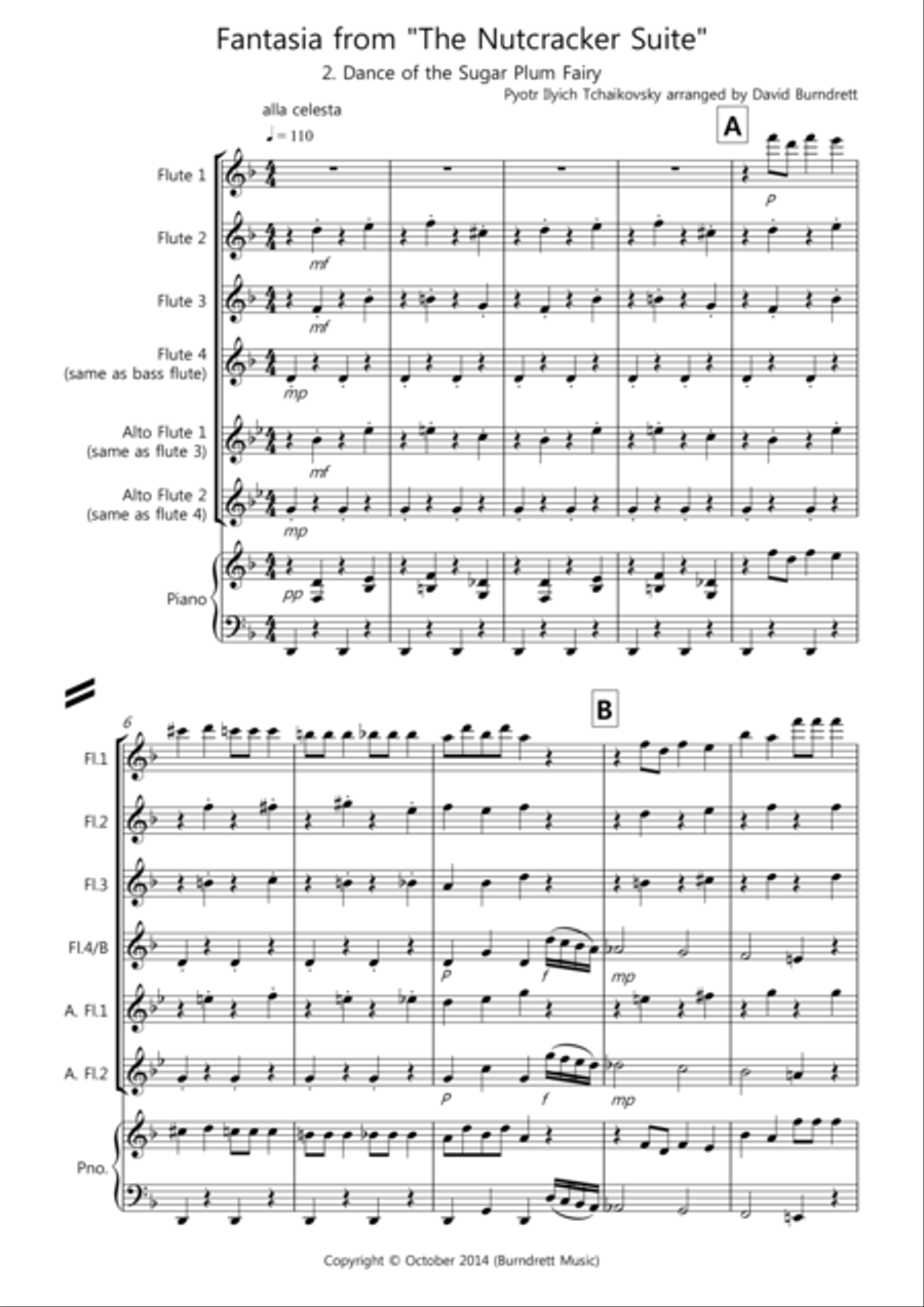 Dance of the Sugar Plum Fairy (fantasia from Nutcracker) for Flute Quartet Flute Quartet scores gallery preview page 1