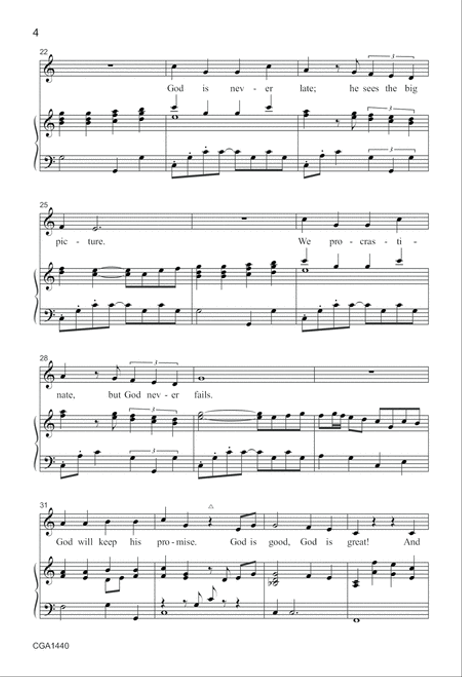 God Is Never Late God Is Never Late Unison Choir scores gallery preview page 4