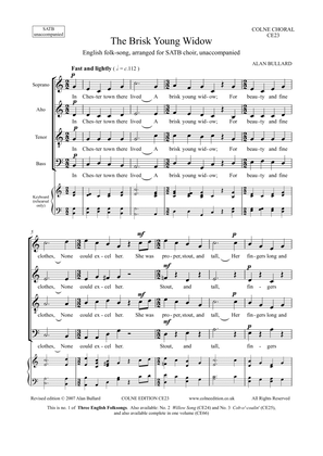 The Brisk Young Widow, folksong arranged for SATB unaccompanied