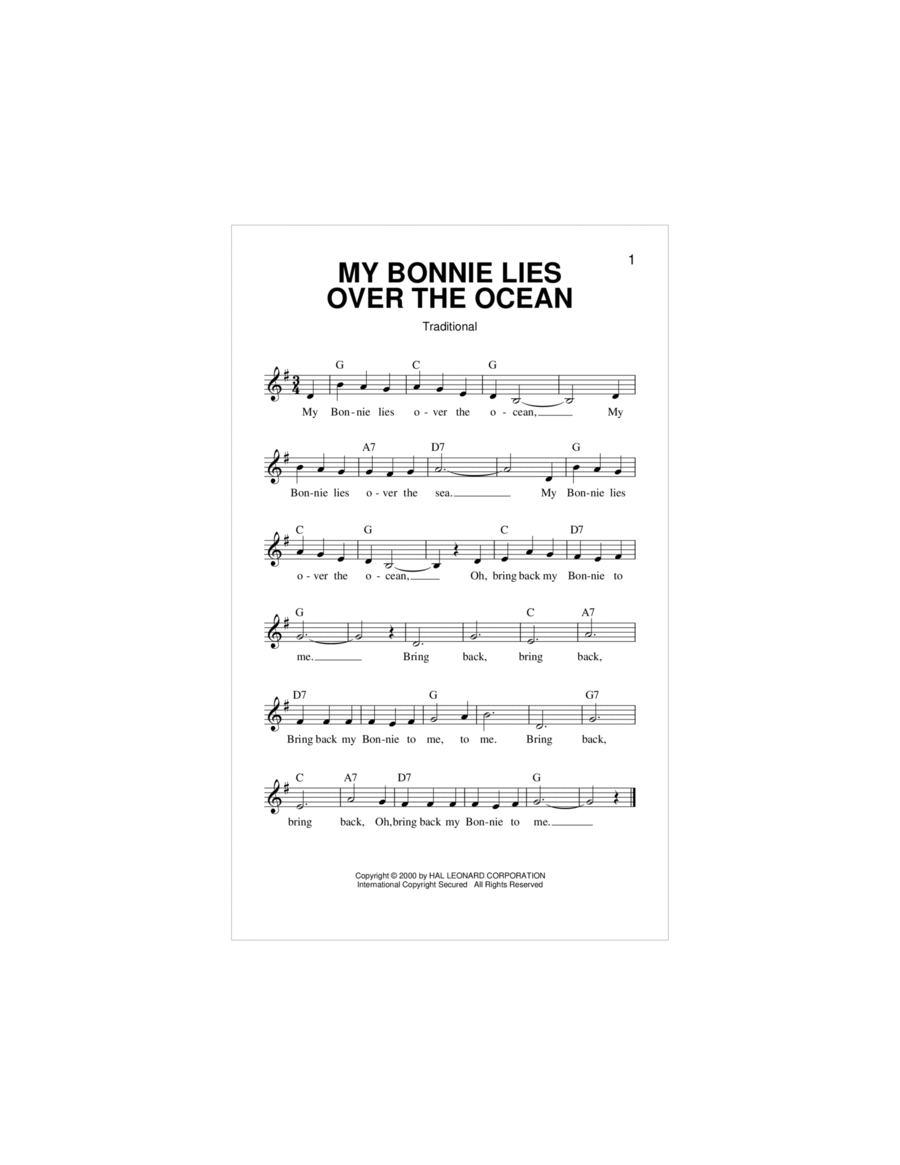 My Bonnie Lies Over The Ocean