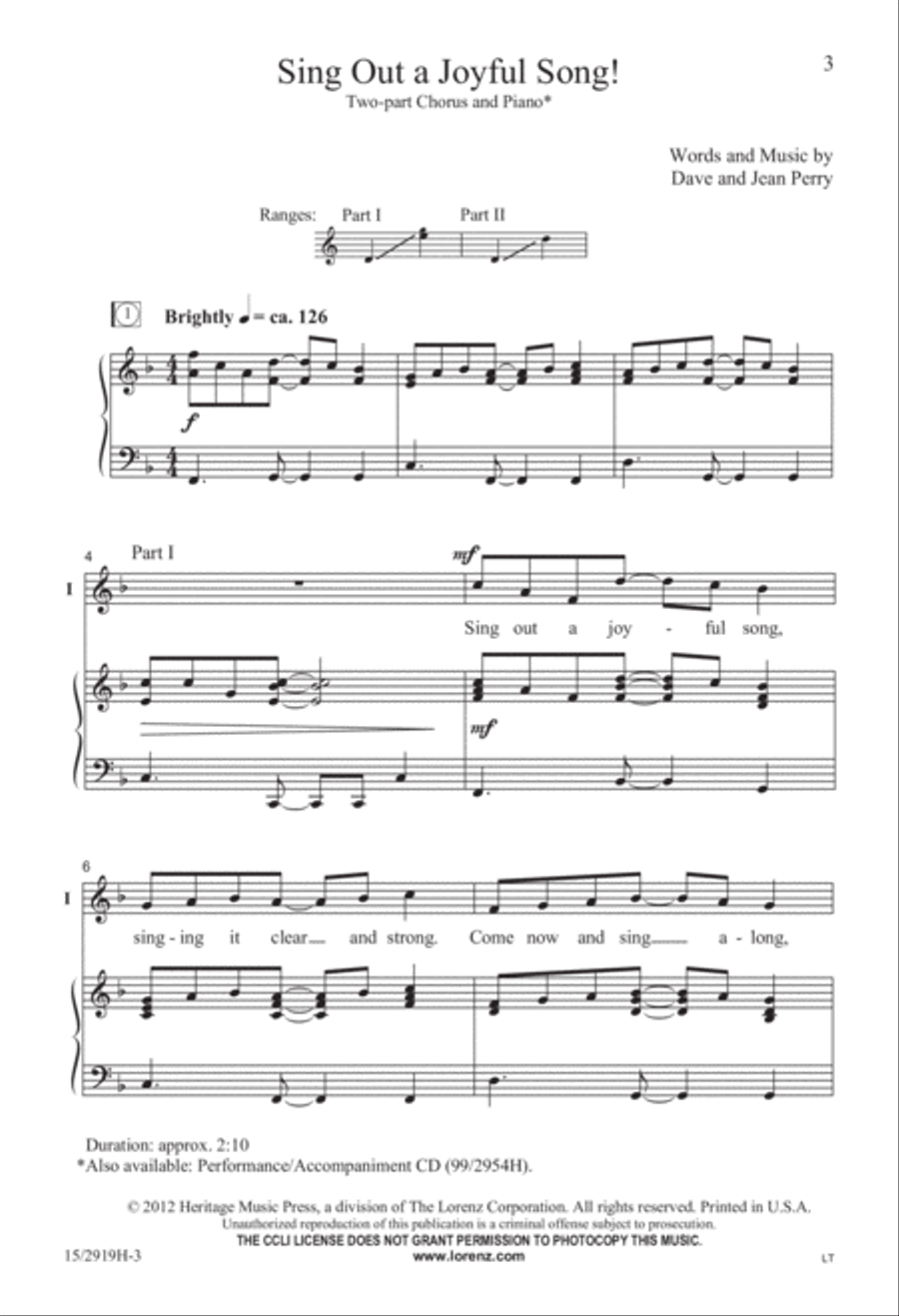 Sing Out a Joyful Song! 2-Part scores gallery preview page 4