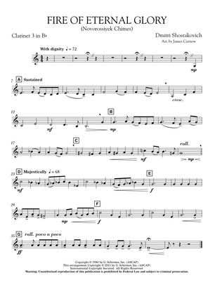 Fire of Eternal Glory (Novorossiyek Chimes) - Bb Clarinet 3