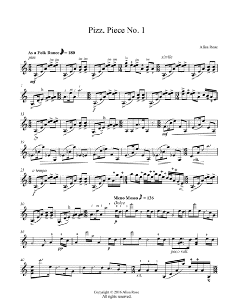 Pizz Piece No. 1 Violin Solo scores gallery preview page 3