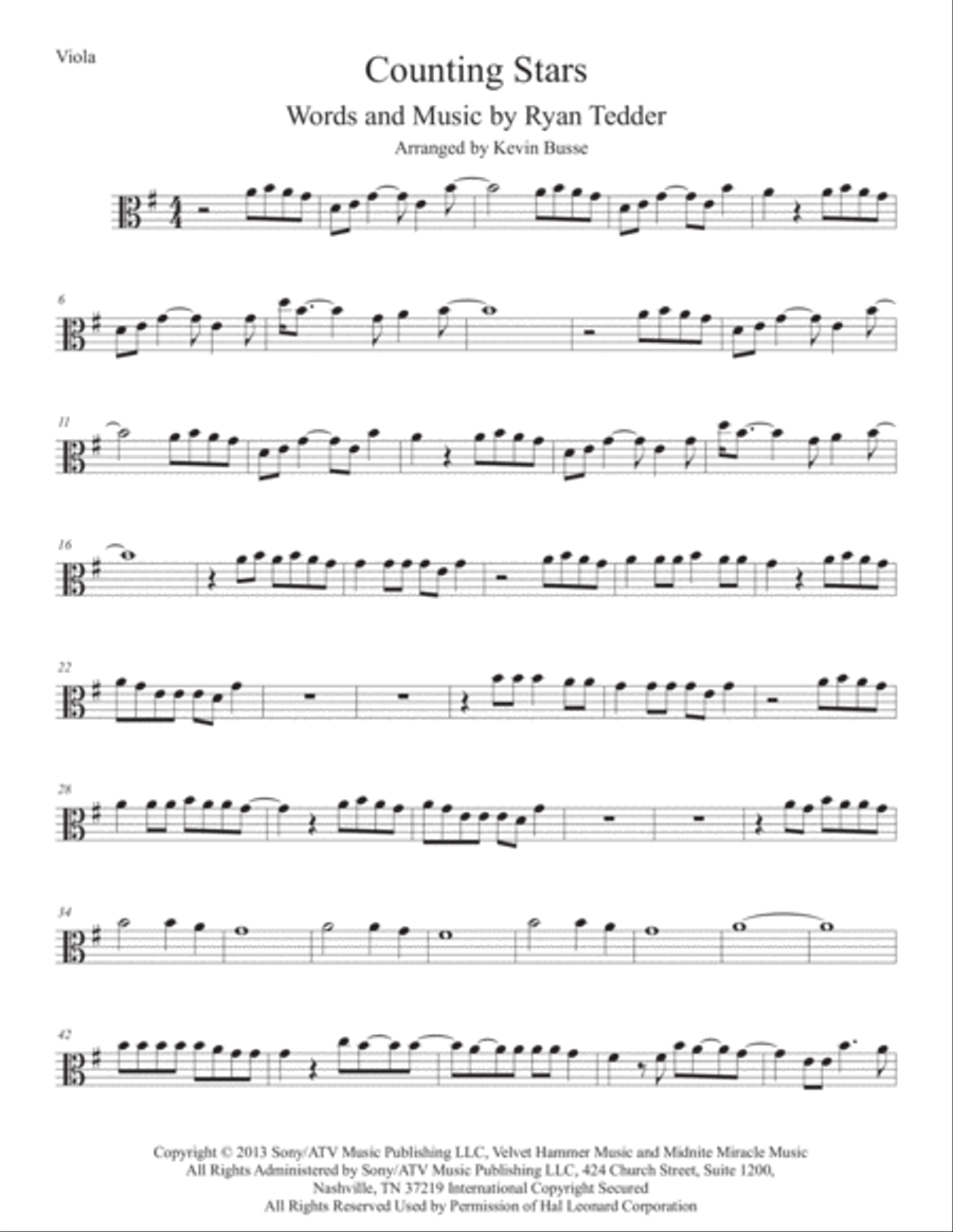 Counting Stars Viola Solo scores gallery preview page 1