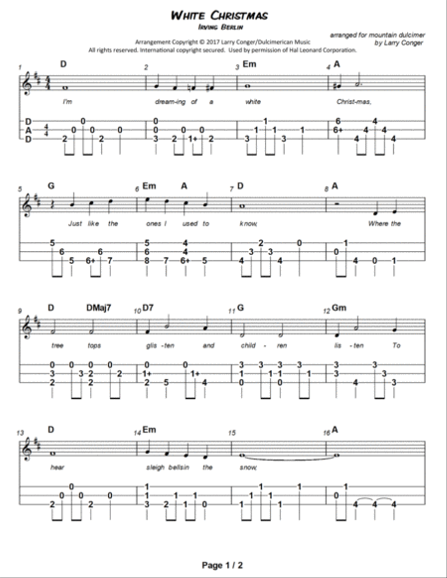 White Christmas Dulcimer scores gallery preview page 2