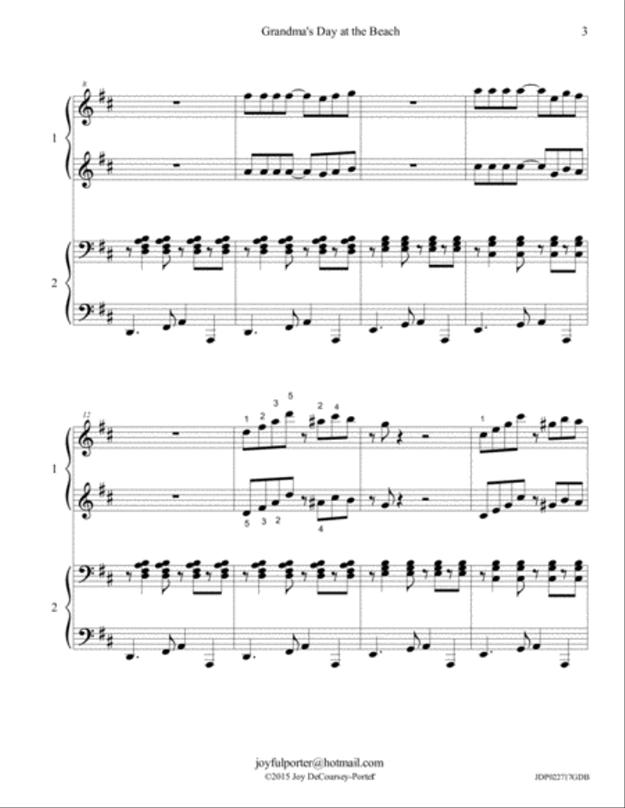 Grandma's Day at the Beach Piano scores gallery preview page 3