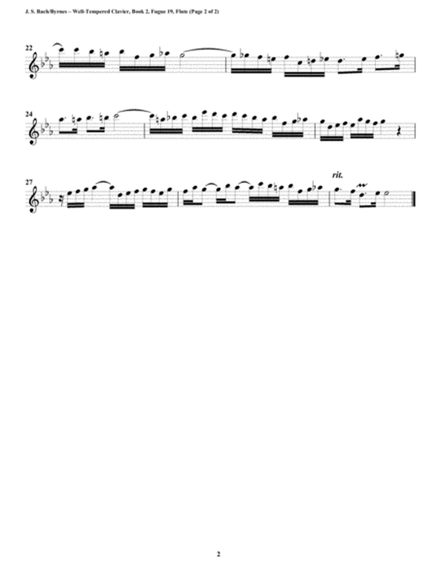 Fugue 19 from Well-Tempered Clavier, Book 2 (Woodwind Quartet) image number null