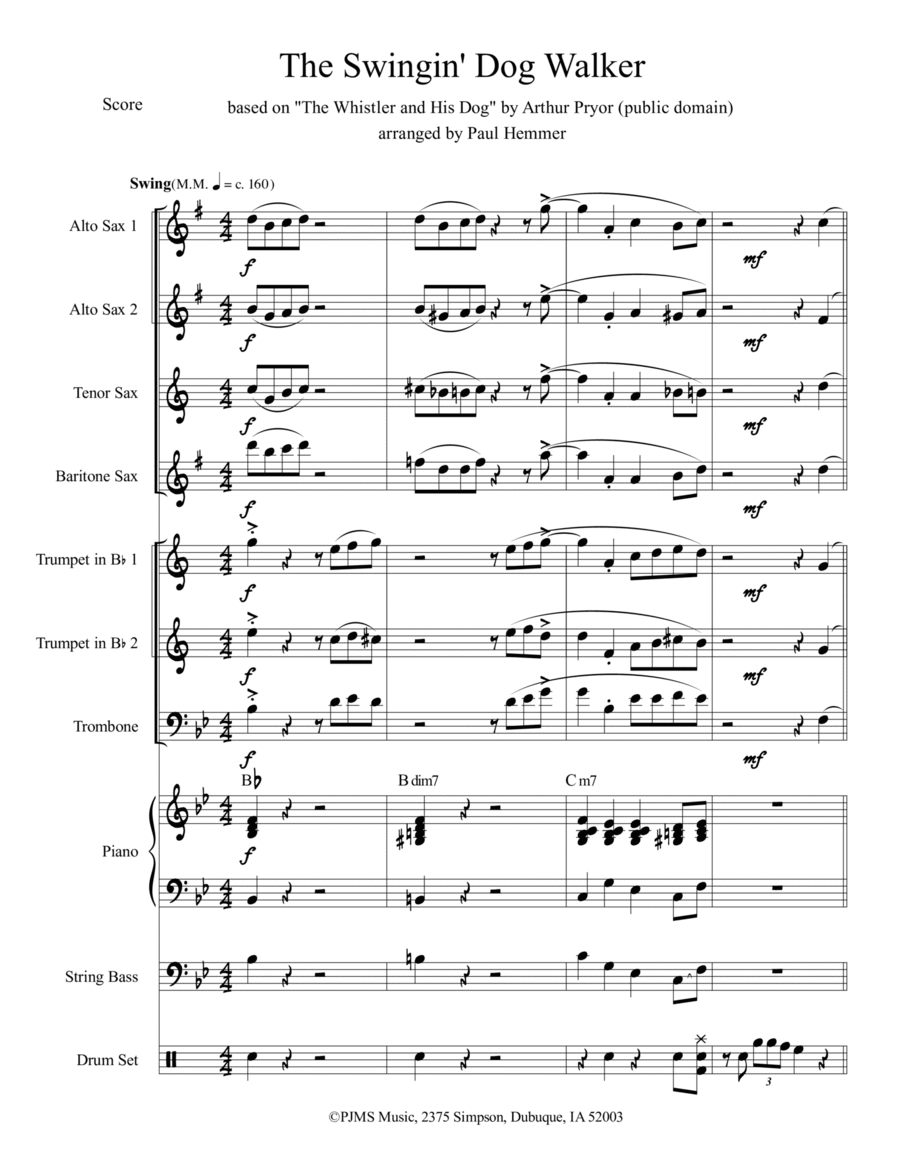 The Swingin' Dog Walker The Swingin' Dog Walker Jazz Ensemble scores gallery preview page 1