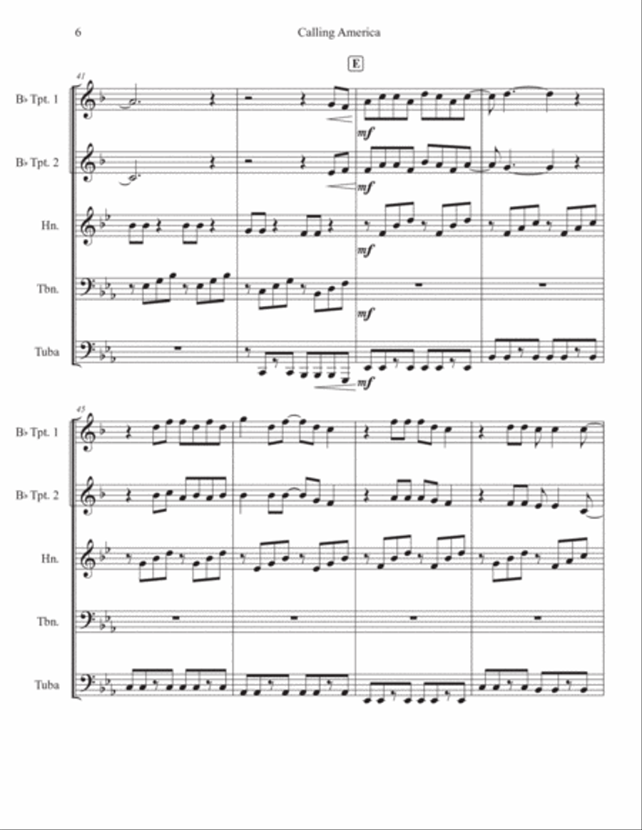 Calling America Brass Quintet scores gallery preview page 6