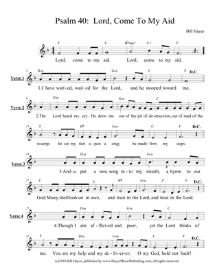 Psalm 40: Lord, Come To My Aid - leadsheet