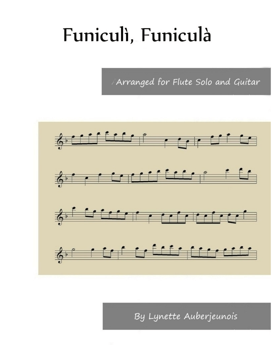 Funiculì, Funiculà - Flute Solo with Guitar Chords Chamber Music scores gallery preview page 1