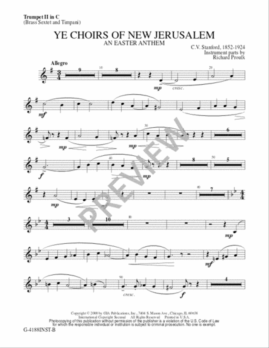Ye Choirs of New Jerusalem - Brass Sextet edition