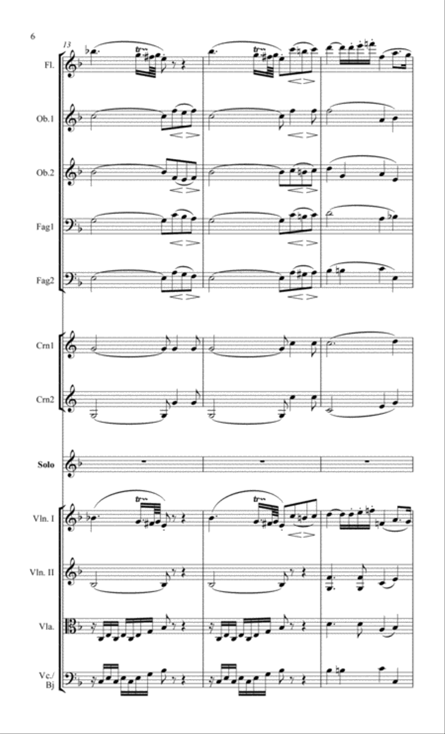 Beethoven Romanza for flute and chamber orchestra Chamber Orchestra scores gallery preview page 6