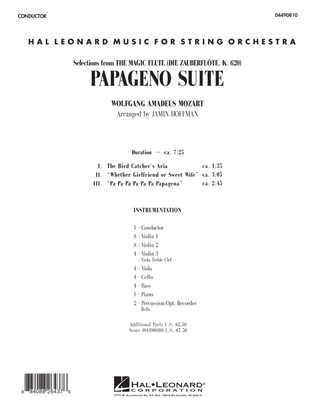 Book cover for Papageno Suite - Full Score
