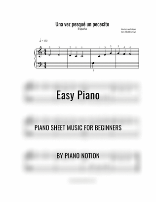 Una vez pesqué un pececito - Spanish Nursery Rhymes - (Easy Piano Solo)
