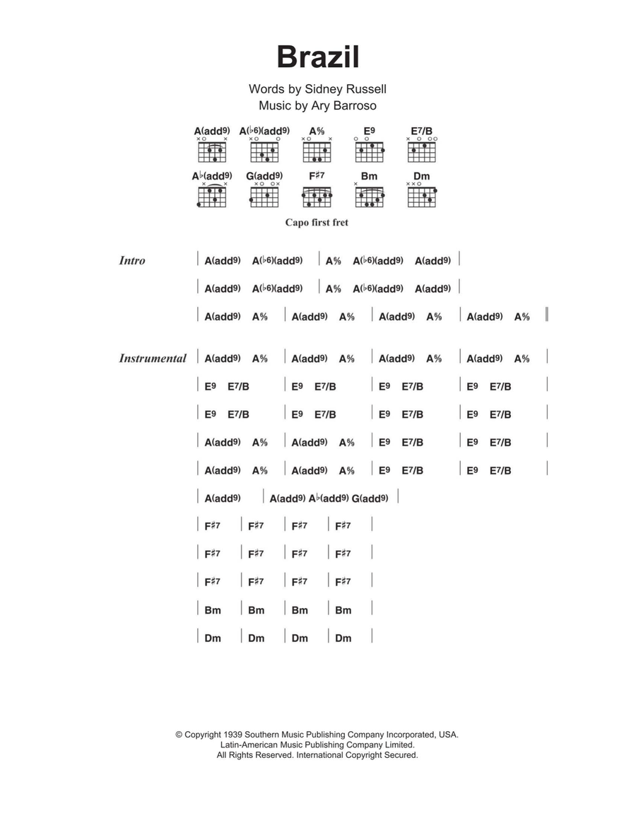 Brazil Brazil Easy Guitar scores gallery preview page 1