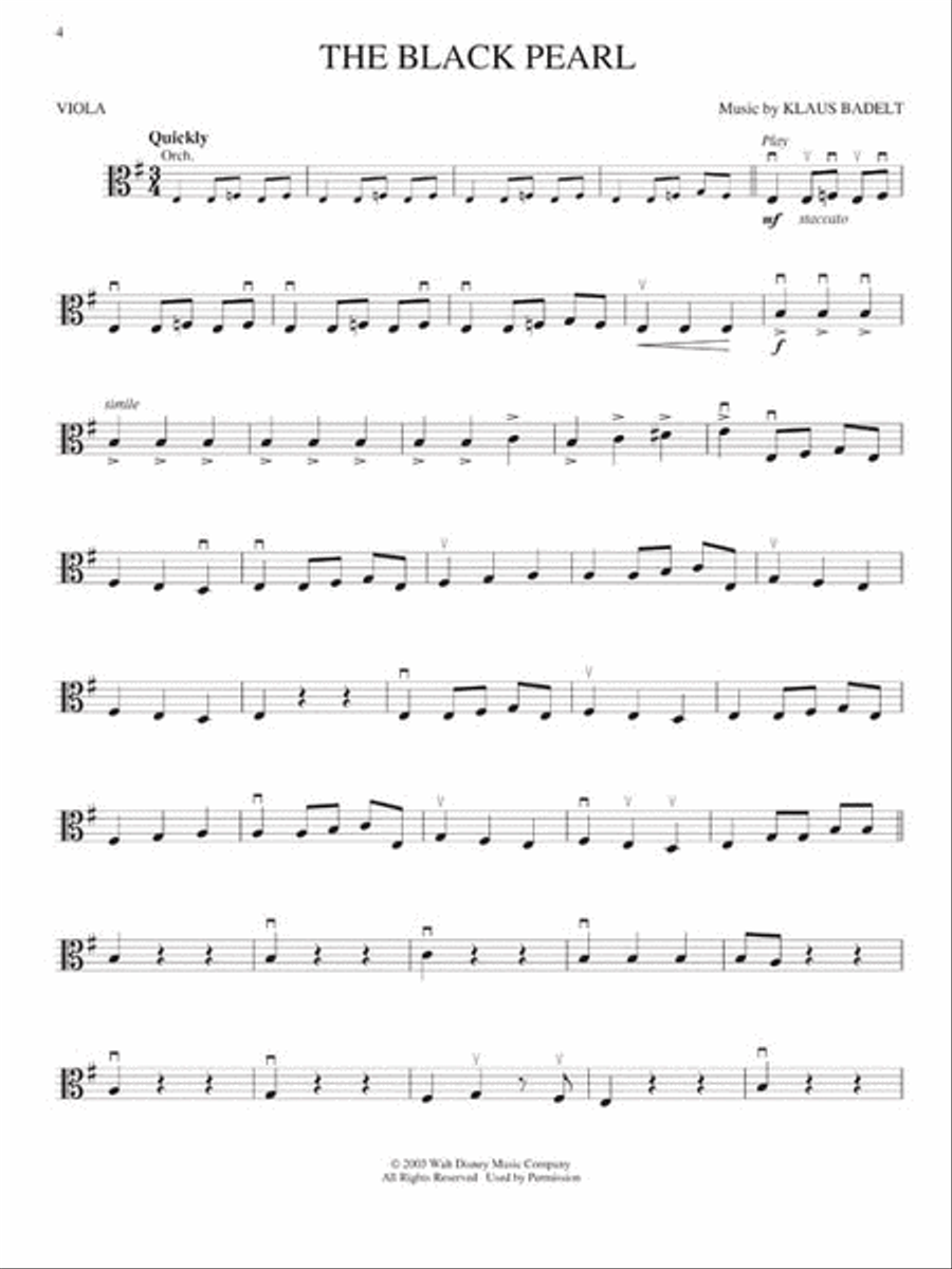 Pirates of the Caribbean (Viola) Viola Solo scores gallery preview page 3