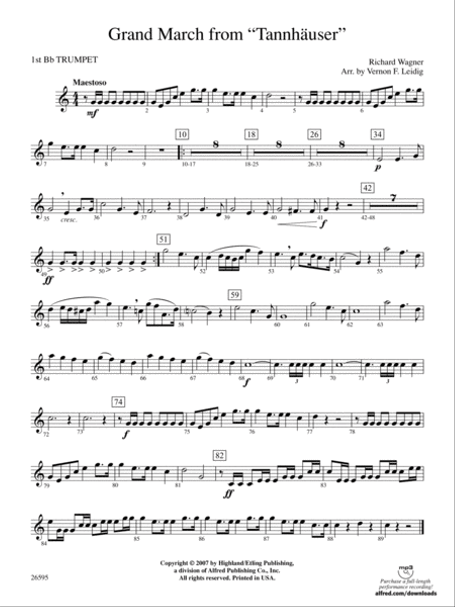 Grand March from Tannhäuser: 1st B-flat Trumpet Full Orchestra scores gallery preview page 1
