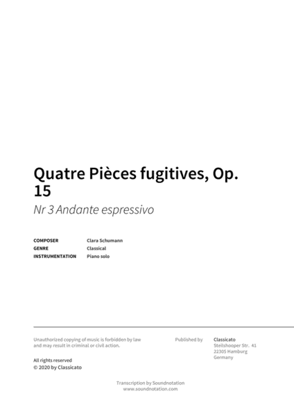 Quatre Pieces fugitives, Op. 15 image number null