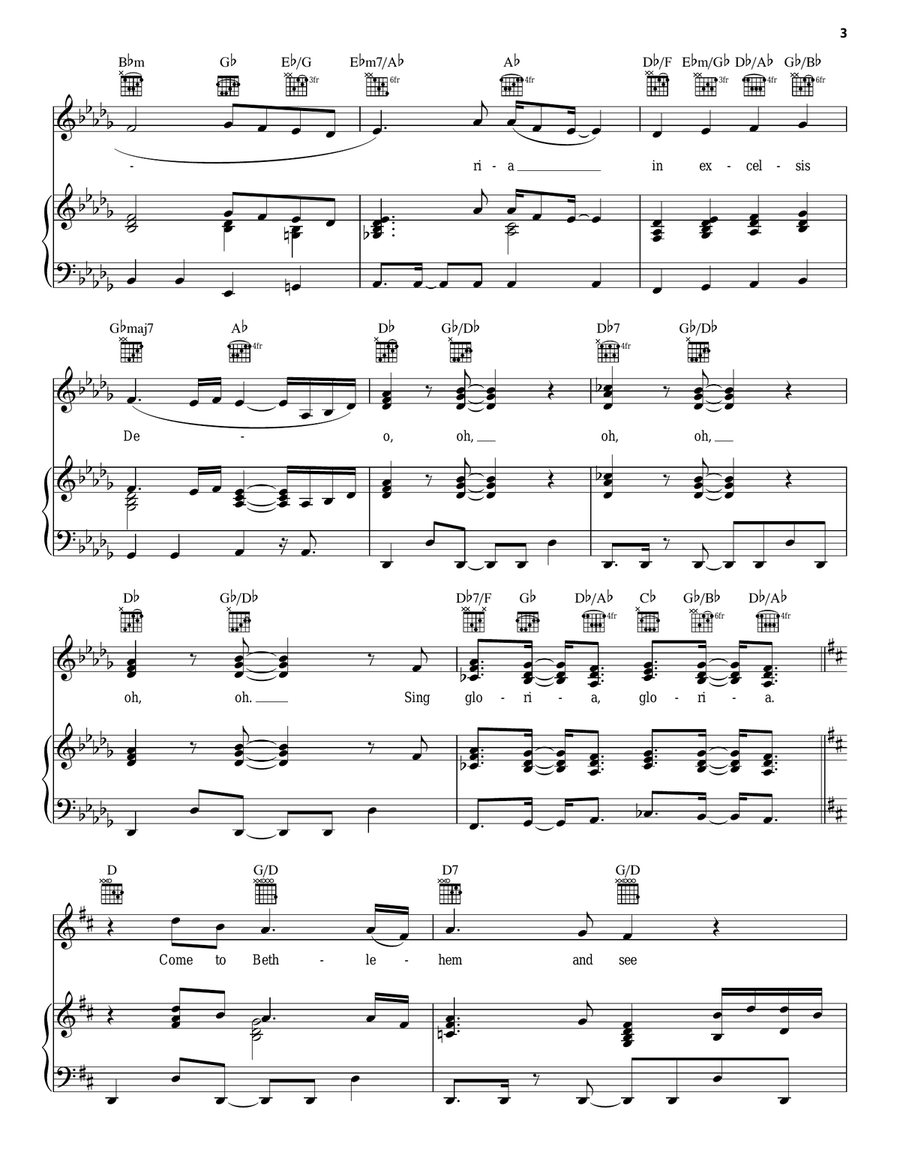 Angels We Have Heard On High Piano, Vocal, Guitar scores gallery preview page 3
