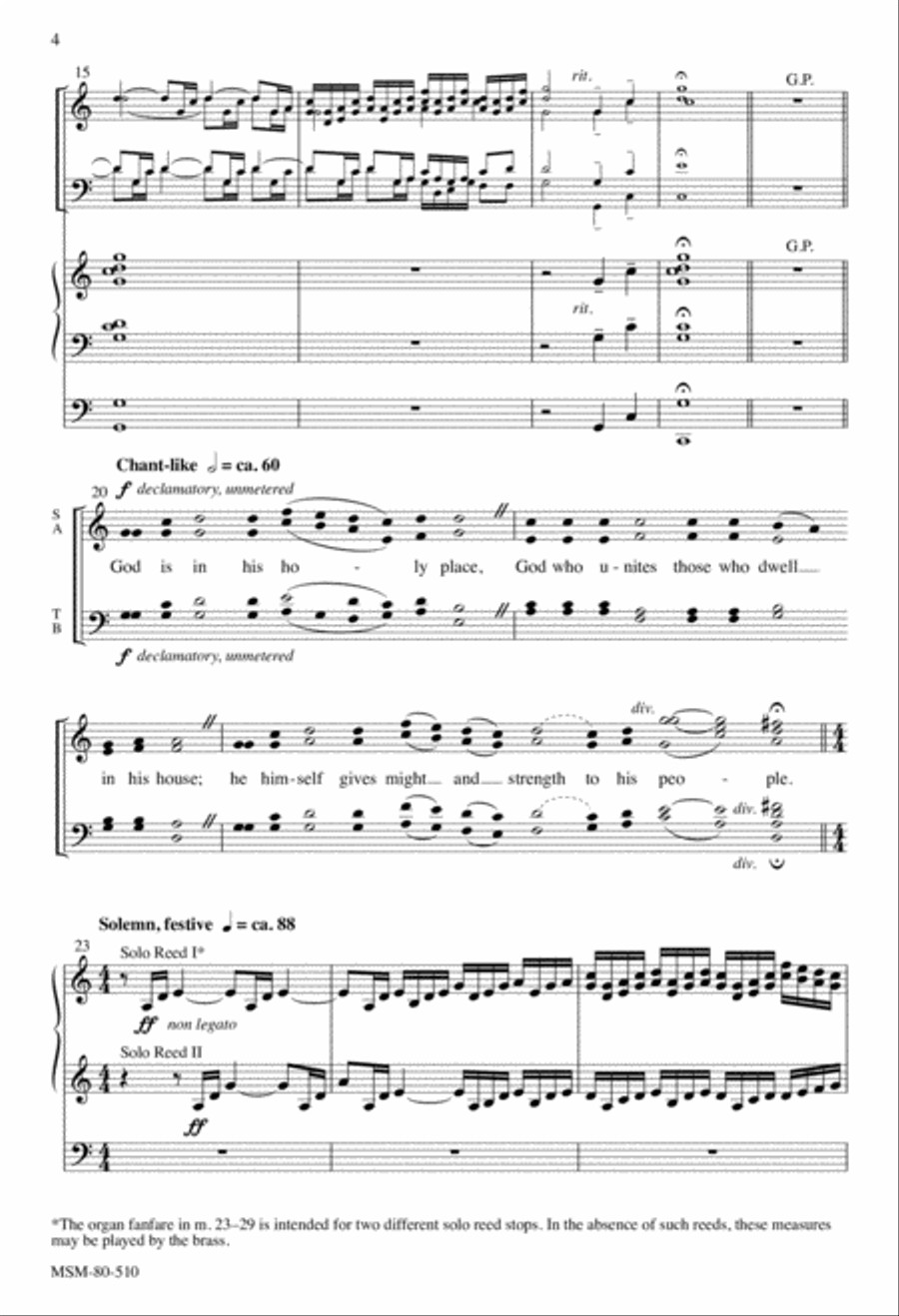 Let Us Go Rejoicing: Fanfare, Introit, and Procession for the Dedication of a Church 4-Part scores gallery preview page 3