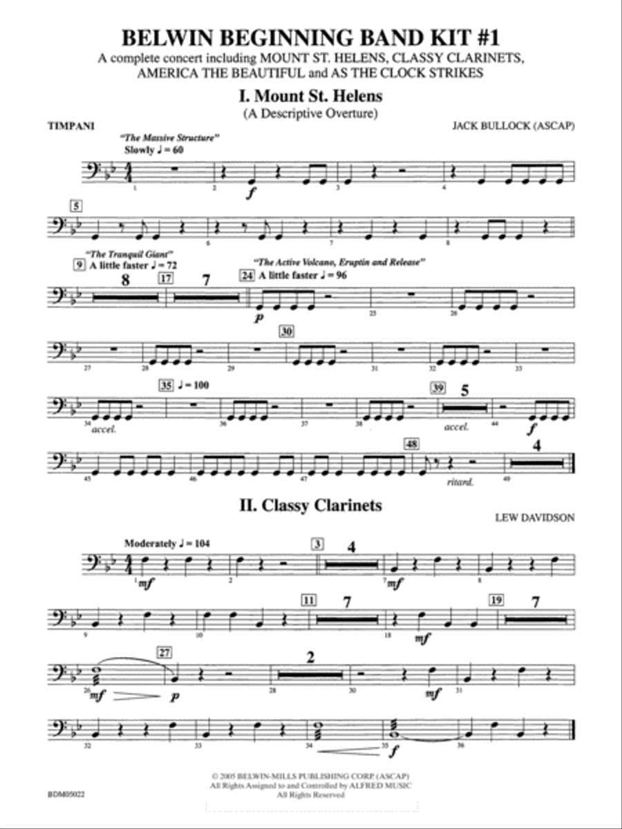 Belwin Beginning Band Kit #1: Timpani Concert Band scores gallery preview page 1